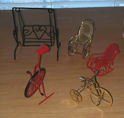 Lot Of 5 Vintage Metal Doll House Furniture Bicycles Rockers Swing • $20