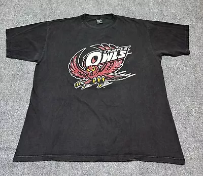 Vintage 90s Temple Owls Basketball University Collegiate T-Shirt Faded Black 2XL • $25.99