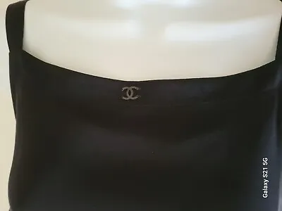 Chanel  Vintage 2000 Black Sleeveless Strappy 100% Silk  Cc Logo Flare Dress 36 • $599
