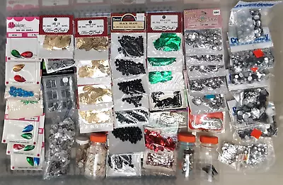 Vintage Lot Of Sequin  Jewels Leaves For Ornaments Crafts No.6 • $32