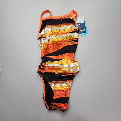 $14.77 • Buy NEW Speedo Endurance+ Black Orange One Piece Swimsuit Quick Dry Size 20 $84