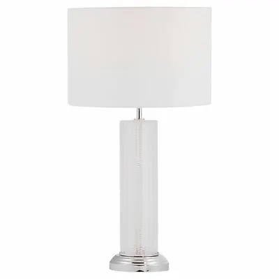 £29.99 • Buy Modern Textured Glass 59cm Table Lamp Bedside Light With White Or Grey Shade