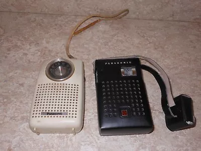 SALE-2 VTG PANASONIC TRANSISTOR RADIOS*Black W/Leather Case*White Vinyl~TESTED • $10.99