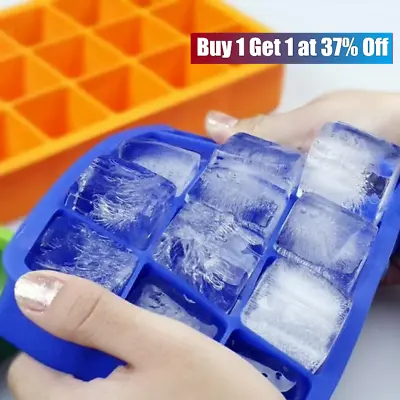 £3.39 • Buy 24 Grids Silicone Large Wax Ice Cube Tray Mould Giant Maker Square Juicy Mold