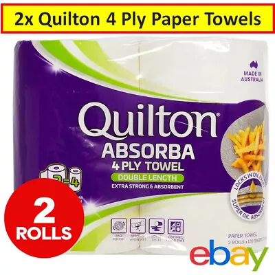 2pk Quilton 4 Ply Double Length Paper Towels Roll Kitchen Hand Wiping Strong • $28