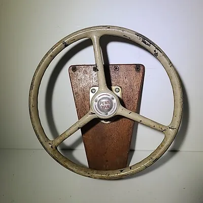 Vintage 15  Penn Yan Metal Wood Boat Gear Drive Steering Wheel Outboard • $199