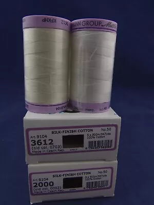 Mettler Silk Finish 100% Cotton Thread/No. 50/500m=547yds./2 Colors/Art.9104 • $9