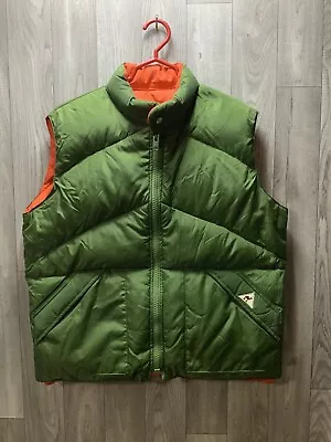 VTG Camel Northern Goose Down Puffer Vest Reversible Mens Large Orange/Green • $39