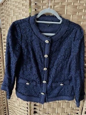 £45 • Buy Luisa Spagnoli Navy Lace Jacket 