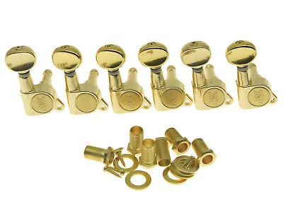 Wilkinson 6 Inline Mini Oval Button E-Z Post Guitar Tuners Tuning Pegs Gold • $35.99