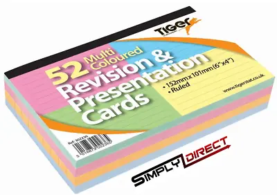 52 Colour Record Cards Ruled Lined Revision Flash Index School Office Note Book • £3.99