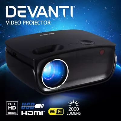 $129.95 • Buy Devanti Mini Video Projector Wifi USB HDMI Portable HD 1080P Home Theatre