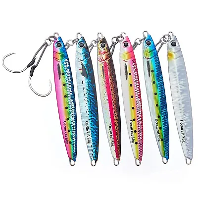 OCEAN CAT Slow Pitch Fall Metal Lead Glow Jigs Jigging Fishing Lures 60 80 120g • $12.99