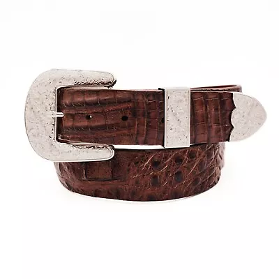 Cigar Brown Caiman Hornback  The Taylor  Crocodile Leather Belt (Made In U.S.A) • $170