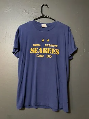 Vintage Us Navy Seabees Single Stitch T Shirt Large • $19.99