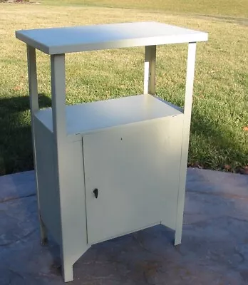 Vtg Metal Cabinet Side Table Storage Cupboard Display Plant Stand Retro Shelf • $93.95