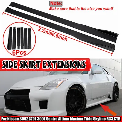 86.6'' Side Skirts Extension Black 2.2M Universal Car For Nissan Sentra Altima • $34.99