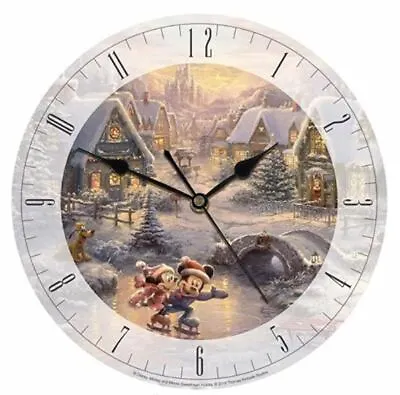 Thomas Kinkade Disney Mickey And Minnie Sweetheart Holiday 8  Glass Clock • £14.60