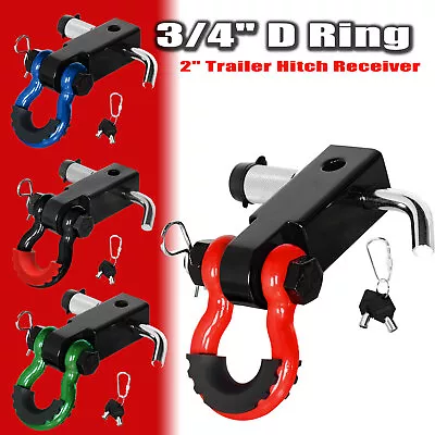 Receiver Hitch D-Ring With 5T 3/4In Shackle Tow Hook Winch Mount To 2  Receivers • $24.69