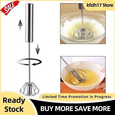 Hand Held Mixer Press Whisker Whisk Batter Egg Beater Mixer High Rotate Tool • £4.86