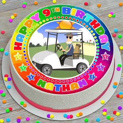 Golf Happy Birthday Personalised Edible Cake Topper & Cupcake Toppers Iv182 • £6.09