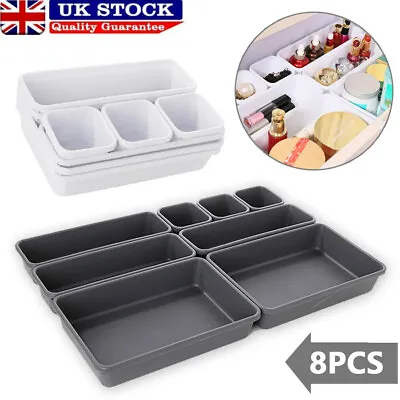 £8.49 • Buy UK 8x Storage Drawer Divider Plastic Box Organiser Tray Make Up Brush Socks Case