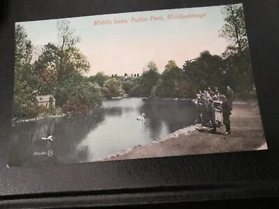 Postcard Of Middle Lake Public Park Middlesborough (1913 Posted) • £0.99