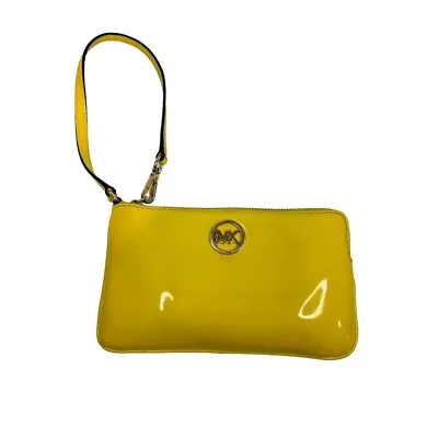 Michael Kors Fulton Yellow Citrus Patent Leather Wristlet 7 X 4 • $28.90