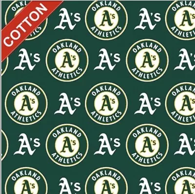 MLB Oakland Athletics Cotton Fabric Base Ball Team 58  Length By The 1/4 Yard • $3