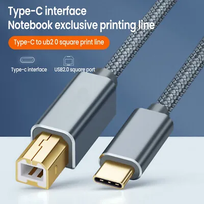 $4.99 • Buy USB C To USB B 2.0 Printer Cable 1.5m For MacBook Canon MIDI Printing Type Cord