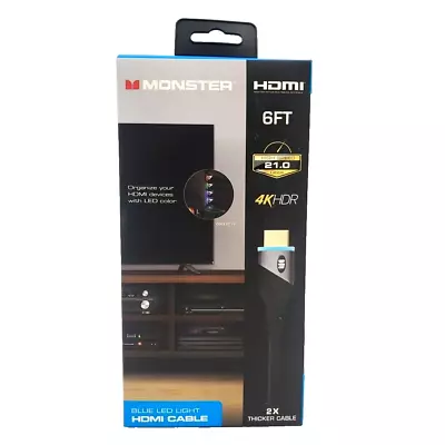 Monster 4k HDR High Speed 6ft RED LED ENDS 2x Thicker HDMI Cable • $9.88