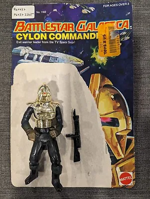 Mattel Battlestar Galactica Gold Cylon Commander Figure W/ Gun & Card Back • $100