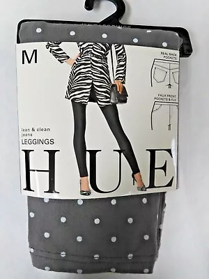 HUE Jeans Leggings Gray Polka Dot Women's Size Medium U14032 Steel Gray • $17.99