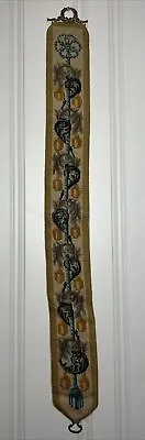 Vintage Needlepoint Bell Pull Floral Brass 54” Long X 6” • $16