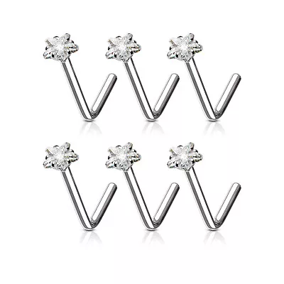 10pc L-Bend Prong Set Star Gem Nose Rings Studs Screws Wholesale Body Jewelry • $13.99