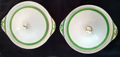 £25 • Buy 2 Vintage Solian Ware Lidded Tureens Queens Green & Gold SOHO Pottery 1930s VGC