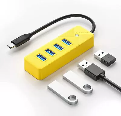 Yellow USB C To USB A Adapter USB Hub 3.0 For Laptop 4-Port 5Gbps USB Multiport • $9.99