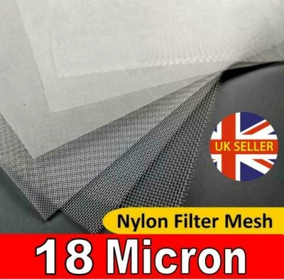 £8.99 • Buy 18 MICRON NYLON MESH 20cm X 20cm, SIEVE, FILTER, SCREEN, STRAINER, FOOD GRADE