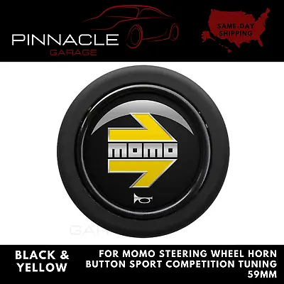 MOMO Gloss Black/Yellow Steering Wheel Horn Button Sport Competition Tuning 59mm • $25.99