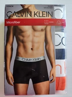 Calvin Klein 3 Pack Microfiber Trunks Underwear Size Large Grey Navy Orange • $49.99