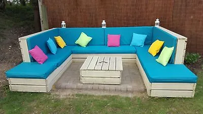 £1 • Buy Quote & Fabric Samples - Made To Measure Cushions For Pallet & Rattan Furniture