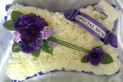 Pillow Silk Funeral Flower Mum Artificial Wreath Memorial Grave Floral Tribute • £33