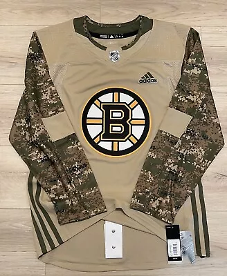 NEW Authentic Adidas Boston Bruins Military Appreciation Camo NHL Jersey Size 42 • $169.99