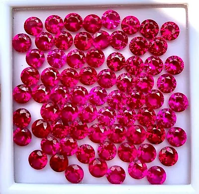 100 Pcs Natural Mogok Red Ruby Round 6.00 MM Certified Treated Loose Gemstone  • $111.24