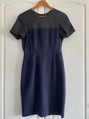 £48 • Buy Acne Studios Mid Length Short Sleeved Wool Dress Navy Blue And Black UK Size 10