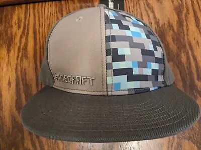 JINX MINECRAFT Diamond Crafting Snapback Baseball Hat OSFA Flat Fitty Gray  • $12.99