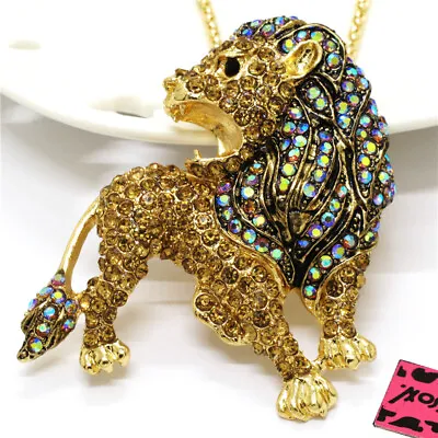 New Fashion Yellow Vintage Lion Crystal Rhinestone Jewelry Pendant Necklace Gift • $3.95