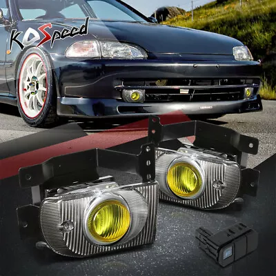 Amber Lens OE Style Front Bumper Fog Lights W/Switch For 92-95 Honda Civic Sedan • $53.99