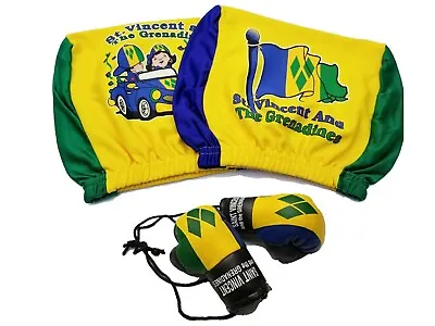 St Vincent Boxing Glove Banner Flag Window Mirror Vincy Car Headrest Cover • $22.89