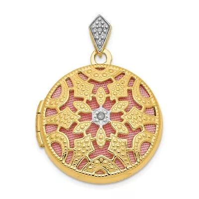 14K Yellow Gold 20mm Round W/Diamond Vintage Locket 20x20mm • $279.97